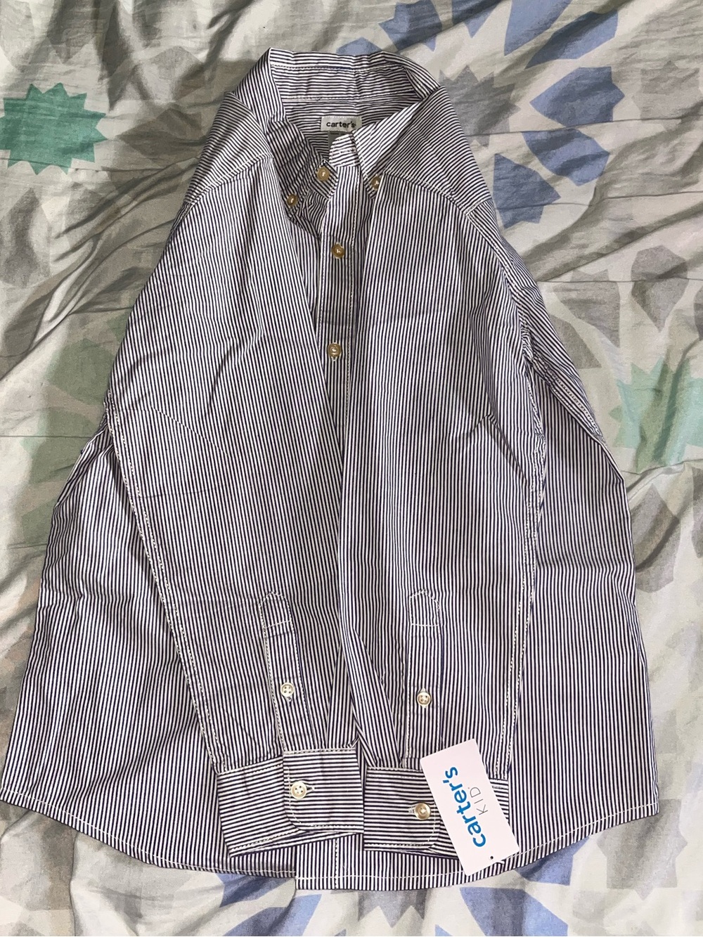 Carter's Kids Navy and White Pinstripe Button-Up Shirt